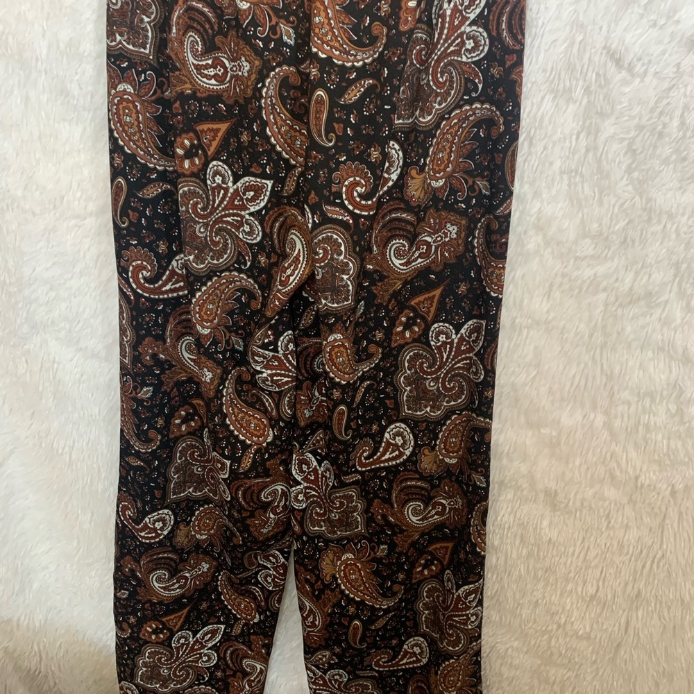 Forever 21 Paisley Zip Up Hippie High Waist Stretch,￼ Flare Pants Womens Size S